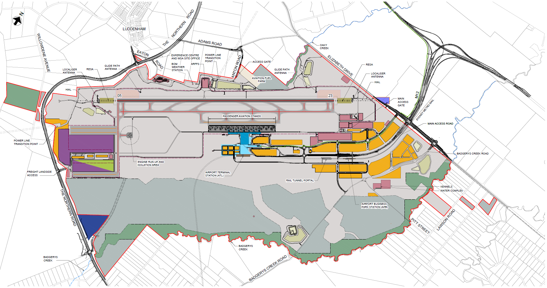 Airport site layout at 10 million annual passengers