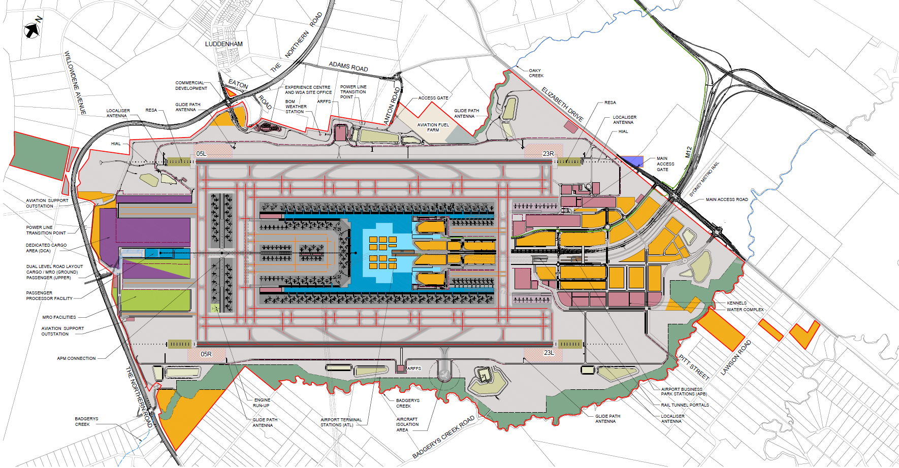 Airport site layout at 82 million annual passengers